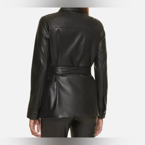 🌹Calvin Klein Tie Waist Belted Faux-leather Jacket - Picture 14 of 14
